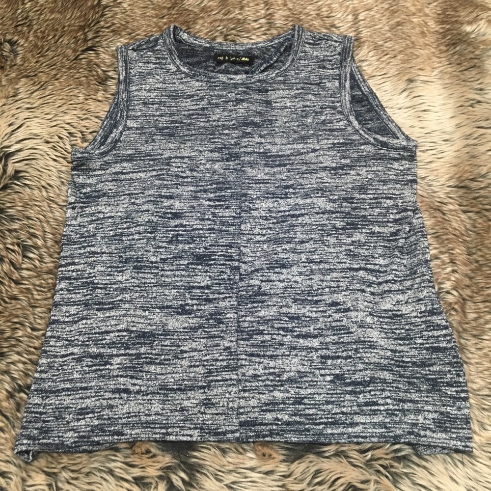 Rag & Bone Nicole Split Back Tank Marled Blue *Size XS*